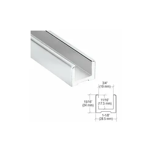 Polished Stainless Wet Glaze U-Channel for 1/2" (12 mm) Glass 120"