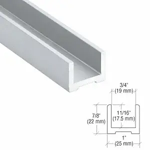 CRL Blumcraft EB500SA Satin Anodized Wet Glaze U-Channel for 1/2" (12 mm) Glass 120" Length