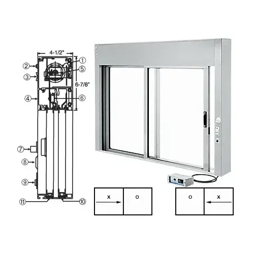 Satin Anodized Custom Size All Electric Fully Automatic Deluxe Sliding Service Window XO or OX with Aluminum Full Bottom Track Satin Anodized Custom Size All Electric Fully Automatic Deluxe Sliding Service Window XO or OX with Aluminum Full Bottom Track
