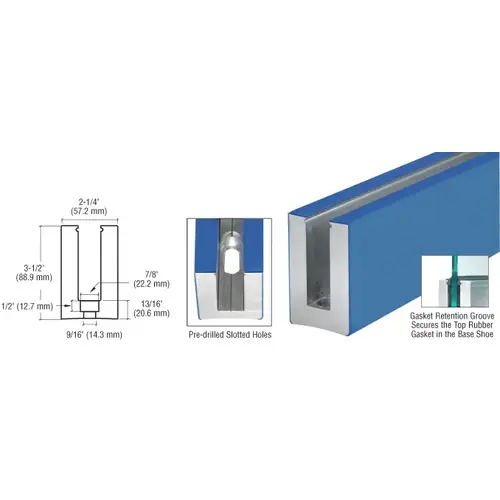 Custom Powder Coated EGR Elevated Glass Railing Base Shoe for 1/2" Glass