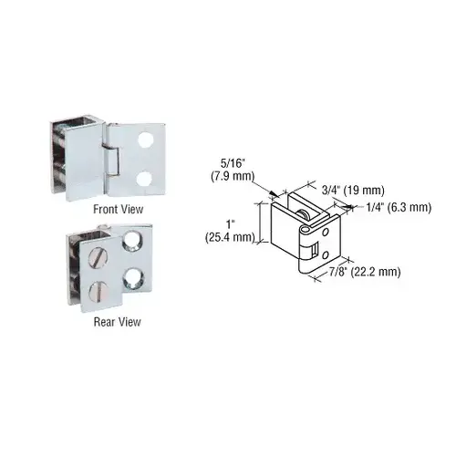 Chrome 1" Wall Mount Set Screw Hinge - pack of 2 Chrome 1" Wall Mount Set Screw Hinge - pack of 2