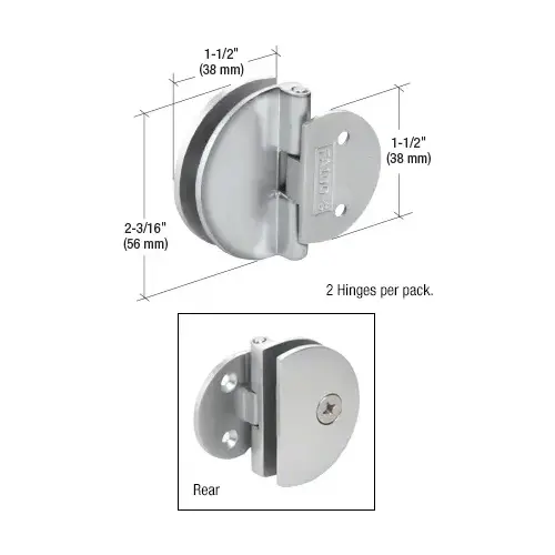 Polished Chrome Half Round Light Duty Frameless Shower Door Hinge