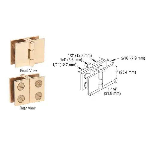 Brass 1" Glass-to-Glass Out-Swing Set-Screw Hinge - pack of 2 Brass 1" Glass-to-Glass Out-Swing Set-Screw Hinge - pack of 2