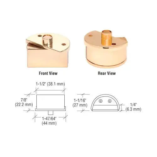 CRL EH238 Brass Showcase Pivot Hinges for 1/4" Glass - pack of 2 Brass Showcase Pivot Hinges for 1/4" Glass - pack of 2