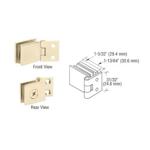 Brass Single Wall-to-Glass Hinges - pack of 2 Brass Single Wall-to-Glass Hinges - pack of 2