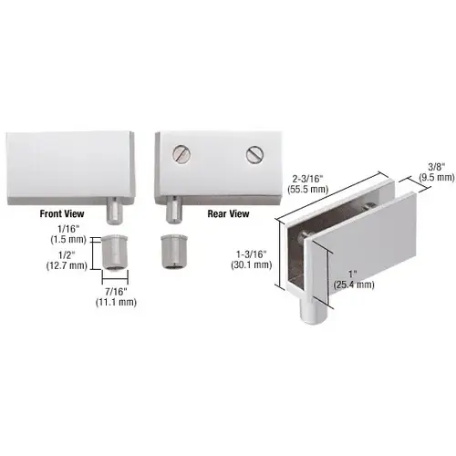 Satin Chrome Wide Glass Door Pivot Hinge - pack of 2 Satin Chrome Wide Glass Door Pivot Hinge - pack of 2