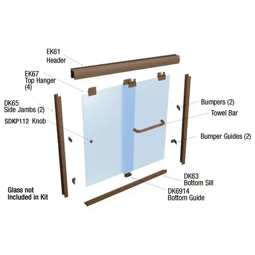 Oil Rubbed Bronze 60" x 72" Suite "EK" Series Shower Door Kit GLASS NOT INCLUDED