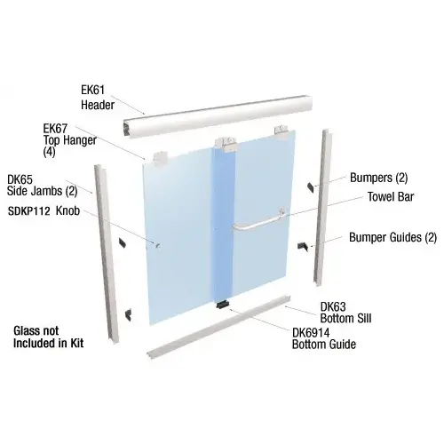 Brite Anodized 60" x 72" Suite "EK" Series Shower Door Kit GLASS NOT INCLUDED