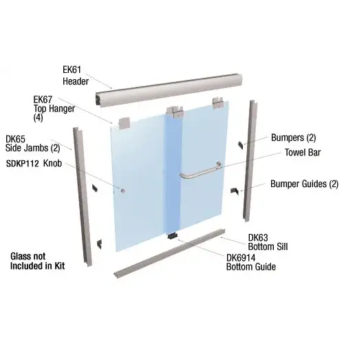 Brushed Nickel 60" x 60" Suite "EK" Series Shower Door Kit GLASS NOT INCLUDED
