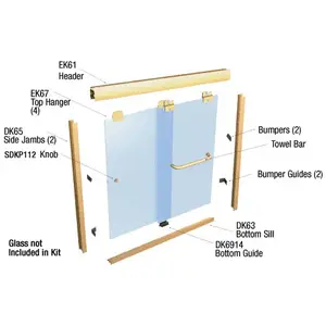 CRL EK146072BGA Brite Gold Anodized 60" x 72" Suite "EK" Series Shower Door Kit GLASS NOT INCLUDED