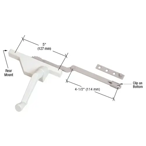 White Right Hand Dyad Casement Window Operator with 4-1/2" Link Arm