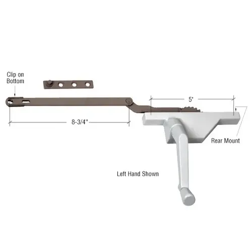 White Left Hand Rear Mount Dyad Casement Operator