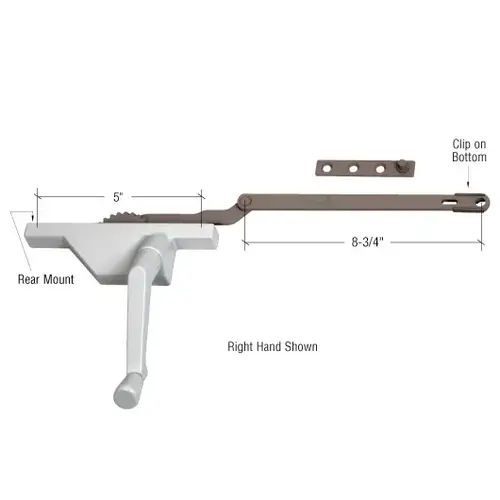 White Right Hand Rear Mount Dyad Casement Operator