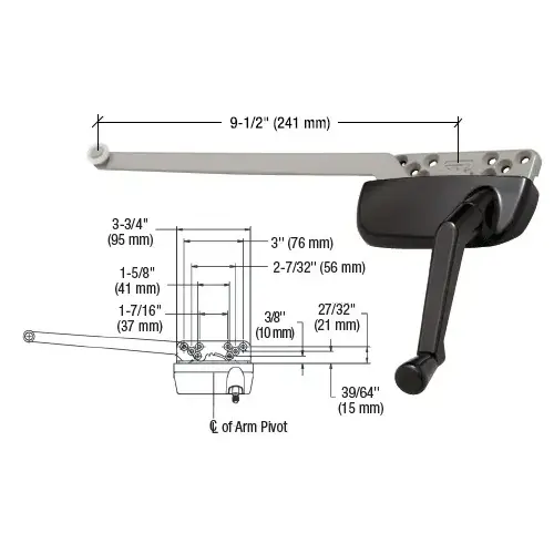 Bronze Right Hand Ellipse Style Casement Operator with 9-1/2" Single Arm Bronze Right Hand Ellipse Style Casement Operator with 9-1/2" Single Arm