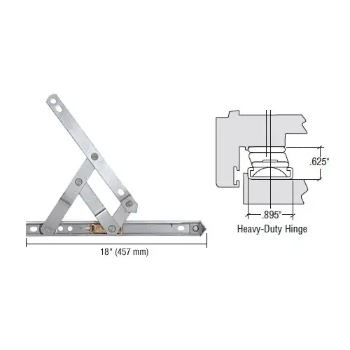18" Heavy-Duty 4-Bar Stainless Steel Window Hinge 18" Heavy-Duty 4-Bar Stainless Steel Window Hinge