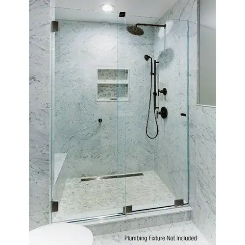 Oil Rubbed Bronze Essence Series Basic Sliding Shower Door Kit with Squared Corner Rollers GLASS NOT INCLUDED Oil Rubbed Bronze Essence Series Basic Sliding Shower Door Kit with Squared Corner Rollers GLASS NOT INCLUDED
