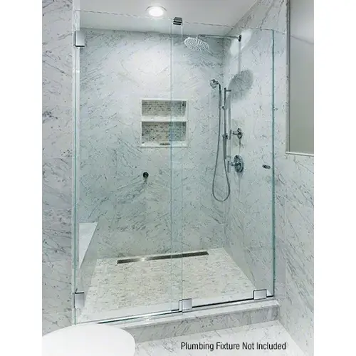 Polished Chrome Essence Series Basic Sliding Shower Door Kit with Squared Corner Rollers GLASS NOT INCLUDED Polished Chrome Essence Series Basic Sliding Shower Door Kit with Squared Corner Rollers GLASS NOT INCLUDED