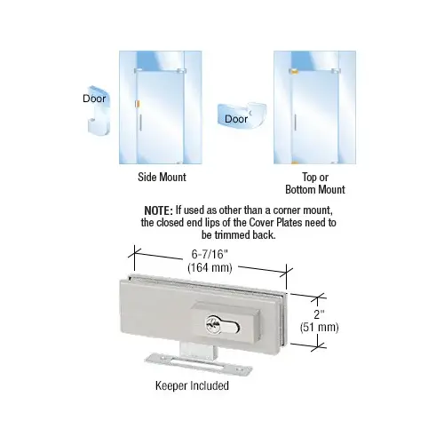 Brushed Stainless EUR Series Complete Patch Lock Including Cylinder Brushed Stainless EUR Series Complete Patch Lock Including Cylinder