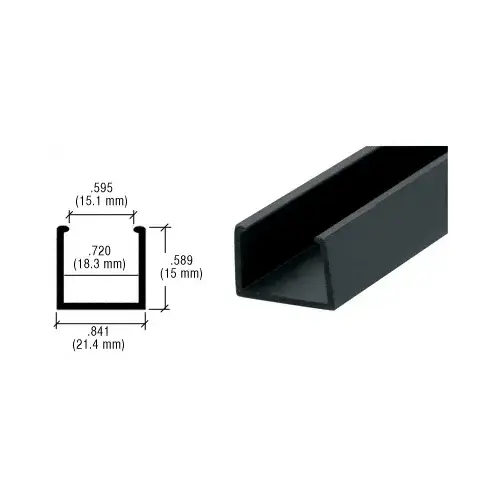 Black 1/2" Plastic U-Channel - 12' Long 144" Stock Length