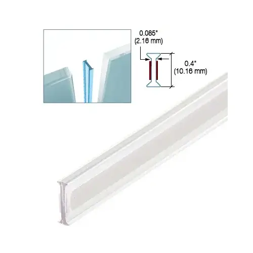 Clear Copolymer Strip for 180 Degree Glass-to-Glass Joints - 3/8" Tempered Glass - 120" Stock Length - pack of 5