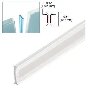 CRL EZCC12 Clear Copolymer Strip for 180 Degree Glass-to-Glass Joints - 1/2" (12mm) Tempered Glass - 120" Stock Length
