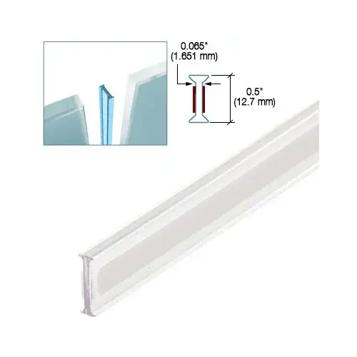 Clear Copolymer Strip for 180 Degree Glass-to-Glass Joints - 1/2" (12mm) Tempered Glass -  95" Stock Length