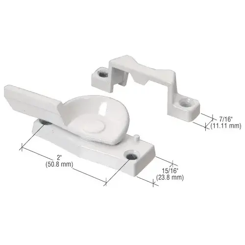 White Window Sash Lock with 2" Screw Holes White Window Sash Lock with 2" Screw Holes