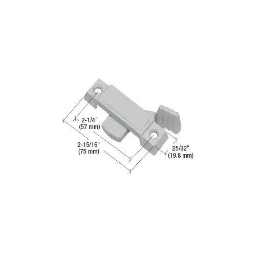 Gray Sliding Window Lock with 2-1/4" Screw Holes and 3/8" Latch Projection Gray Sliding Window Lock with 2-1/4" Screw Holes and 3/8" Latch Projection