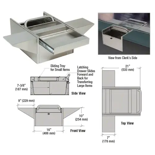 Brushed Stainless Deep Transaction Drawer With Cash Tray