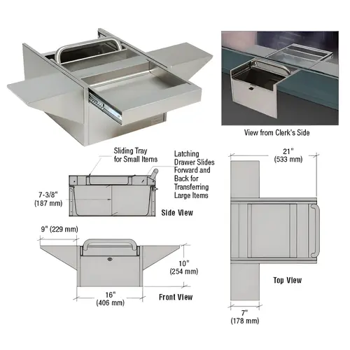 Brushed Stainless Deep Transaction Drawer With Cash Tray Brushed Stainless Deep Transaction Drawer With Cash Tray