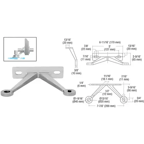 Brushed Stainless Regular Duty Spider Fitting Double Arm "V" Wall Mount Frame Brushed Stainless Regular Duty Spider Fitting Double Arm "V" Wall Mount Frame