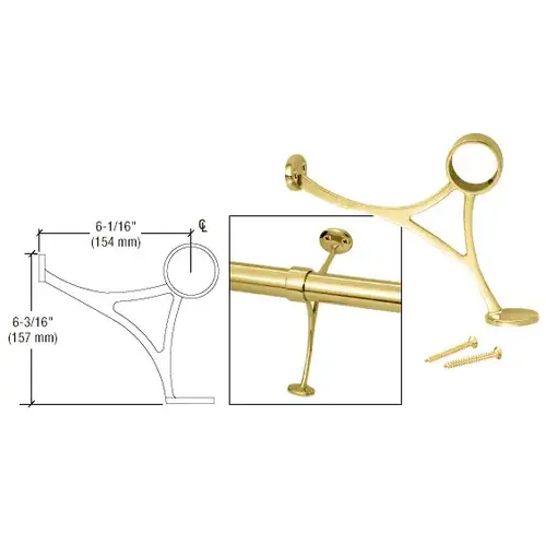 Polished Brass Combination Foot Railing Bracket for 1-1/2" Tubing