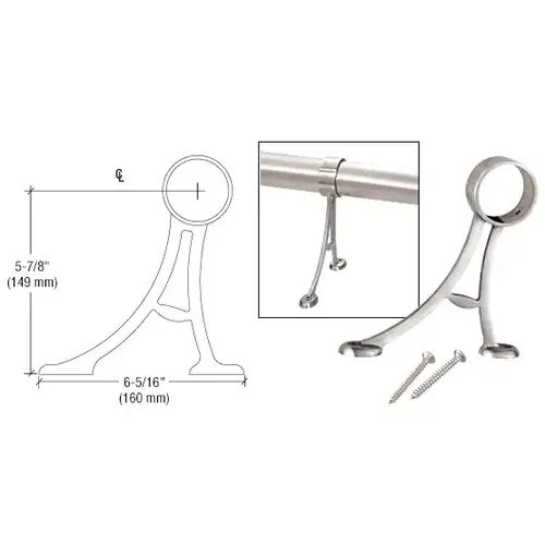 Polished Stainless Floor Mount Foot Railing Bracket for 1-1/2" Tubing