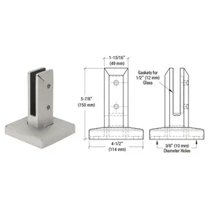 CRL FWCS20BS 316 Brushed Stainless Steel Finish Surface Mount Friction Fit Square Spigot