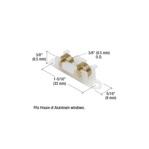 3/8" Brass Dual Sliding Window Roller for House of Aluminum Windows 3/8" Brass Dual Sliding Window Roller for House of Aluminum Windows