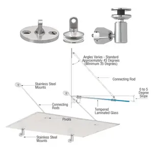 CRL GAS190BS 316 Brushed Stainless Glass Awning Support System Mounting Kit