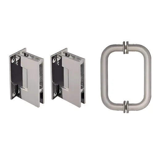 Brushed Nickel Geneva Shower Pull and Hinge Set Brushed Nickel Geneva Shower Pull and Hinge Set