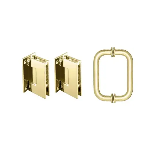 Polished Brass Geneva Shower Pull and Hinge Set