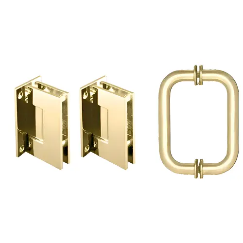 Polished Brass Geneva Shower Pull and Hinge Set Polished Brass Geneva Shower Pull and Hinge Set