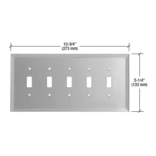 Gray 5-Gang Toggle Glass Mirror Plate Gray 5-Gang Toggle Glass Mirror Plate