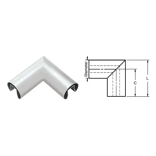 Mill 2-1/2" Diameter 90 Degree Horizontal Corner for 1/2" or 5/8" Glass Cap Railing Mill 2-1/2" Diameter 90 Degree Horizontal Corner for 1/2" or 5/8" Glass Cap Railing