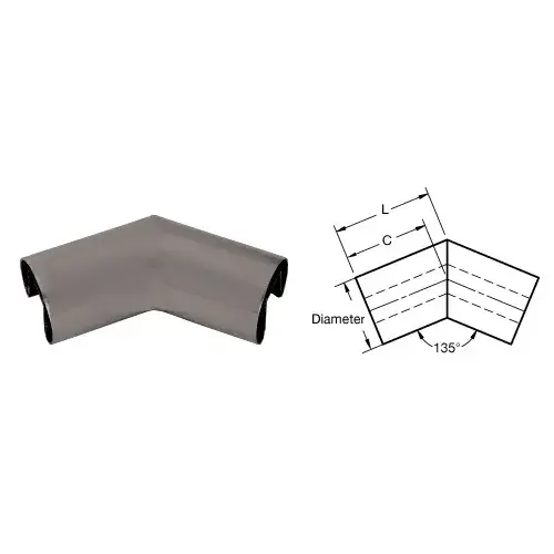Dark Bronze 1.9" 135 Degree Horizontal Corner for 1/2" or 5/8" Glass Cap Railing Dark Bronze 1.9" 135 Degree Horizontal Corner for 1/2" or 5/8" Glass Cap Railing