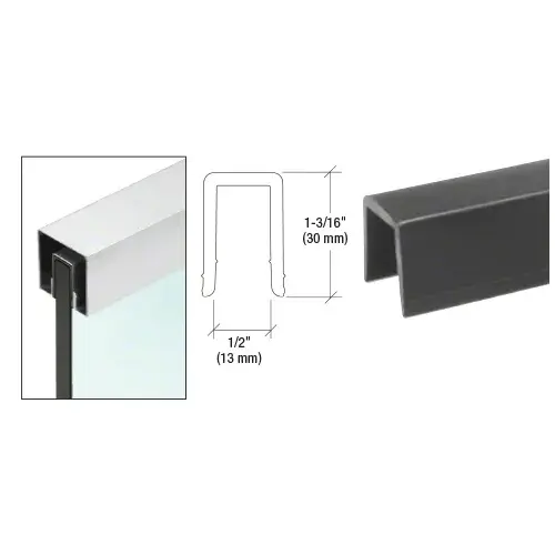 Black Rigid 1/2" U-Channel Cap Rail Vinyl - 120" Length