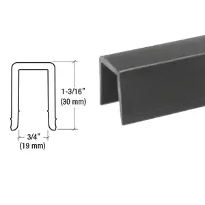 CRL GR7PV Black Rigid 3/4" U-Channel Cap Rail Vinyl - 120" Length