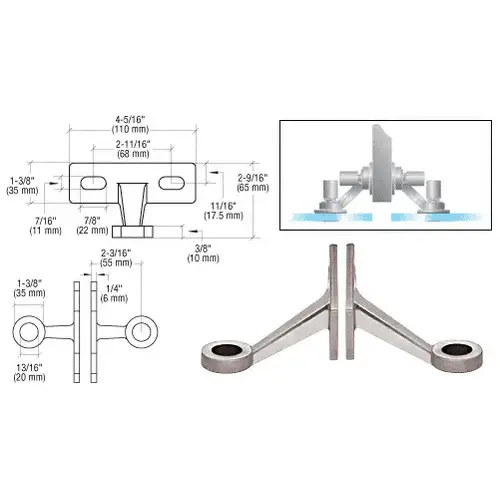 Brushed Stainless Double Arm Wall/Fin Mounted Fitting