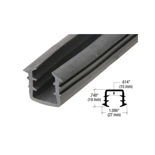Roll Form Cap Rail Black Rubber Insert for 1/2" and 5/8" Monolithic Glass and 9/16" (13.52 mm) Laminated Glass