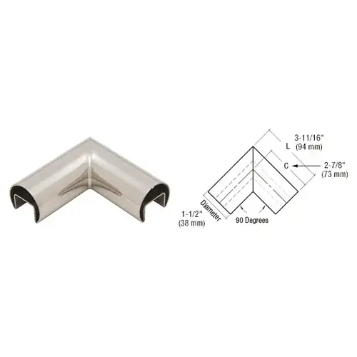 316 Polished Stainless Steel 90 Degree Horizontal Roll Formed Cap Rails Corners 316 Polished Stainless Steel 90 Degree Horizontal Roll Formed Cap Rails Corners