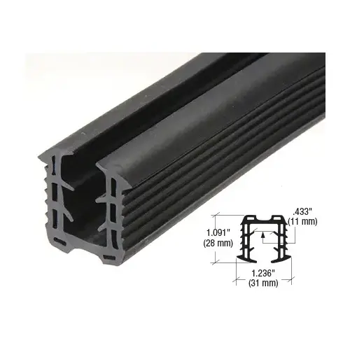 Roll Form Cap Rail Black Rubber Insert for 1/2" (12 mm) Monolithic Glass and 9/16" (12 mm) Laminated Glass