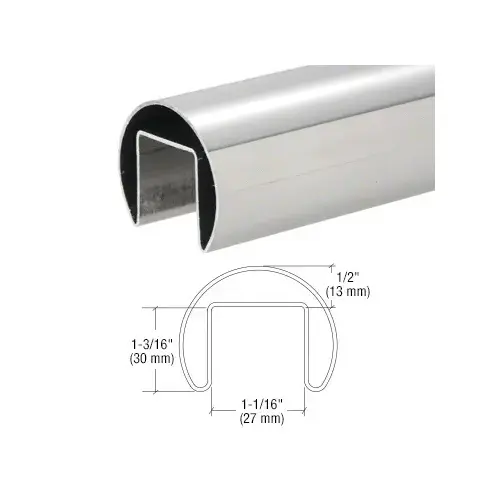 316 Polished Stainless Steel 1-7/8" Roll Form Cap Rail - 19 ft-8" 316 Polished Stainless Steel 1-7/8" Roll Form Cap Rail - 19 ft-8"