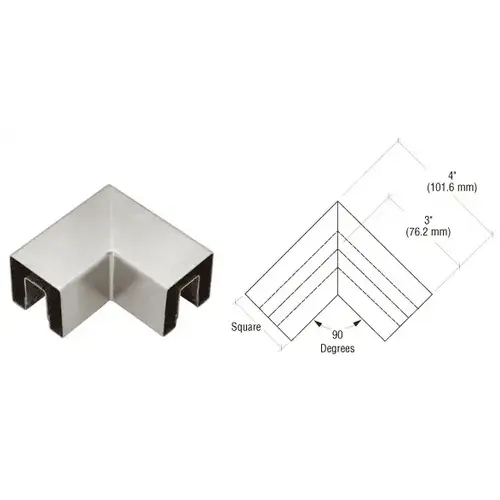 Brushed Stainless 90 Degree Horizontal Corner for 2" Square Glass Cap Railing Brushed Stainless 90 Degree Horizontal Corner for 2" Square Glass Cap Railing